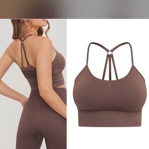 PrettyLittleThing CHOCOLATE BASIC SEAMLESS PADDED SPORTS BRA Size Small